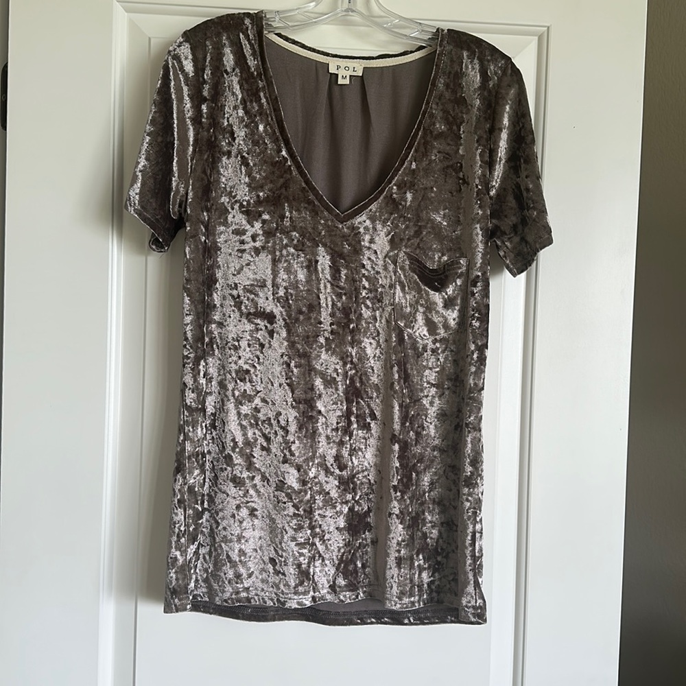 POL crushed velvet long T shirt